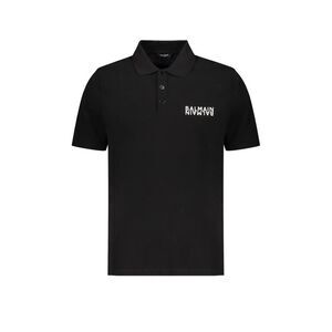 Balmain Black Cotton Polo Men's Shirt
